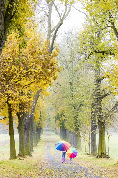 Moeder en dochter met paraplu 's — Stockfoto