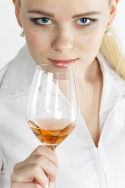 Woman with wine — Stock Photo, Image