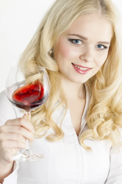 Woman with   wine — Stock Photo, Image