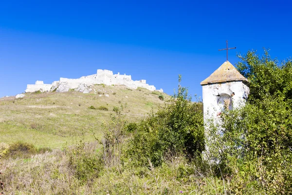 Spissky Castle and God''s torture at front, Slovakia — Stock Photo, Image