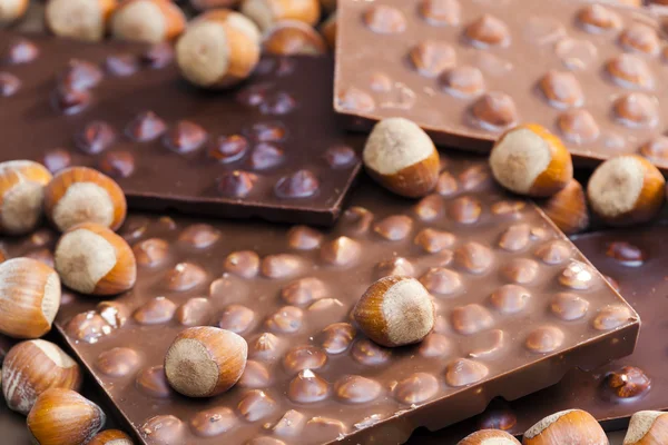 Barras de chocolate con avellanas —  Fotos de Stock