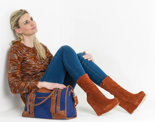 Woman in brown shoes — Stock Photo, Image