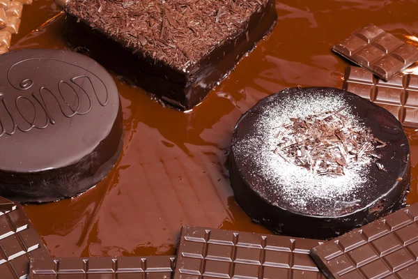 Chocolate with Wiener cake — Stock Photo, Image
