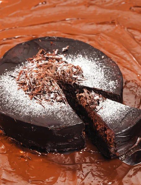 Chocolade met chocolade cake — Stockfoto