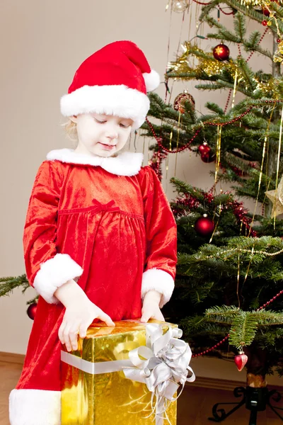 Bambina come Babbo Natale — Foto Stock