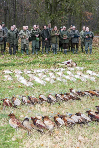 Animaux capturés avec des chasseurs — Photo