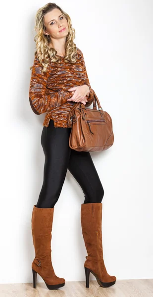 Woman wearing fashionable boots — Stock Photo, Image