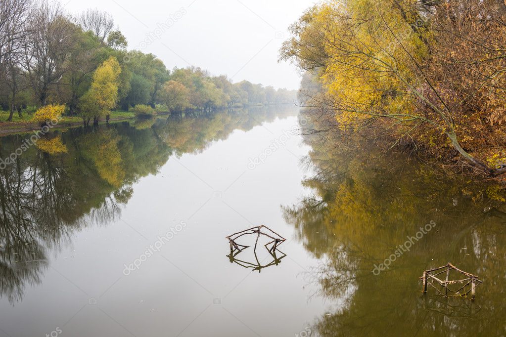 Small Danube river in autumn
