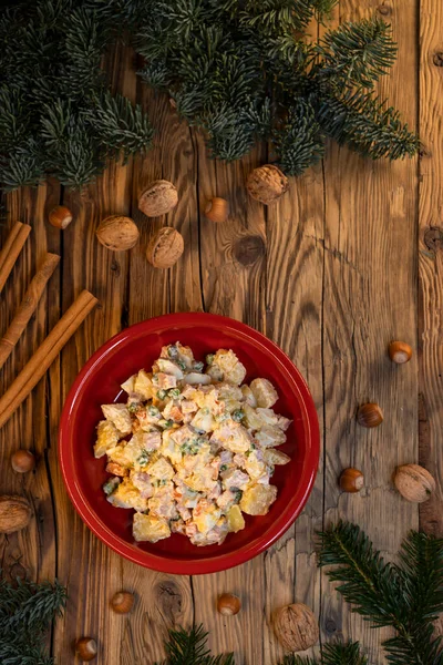 Traditional Czech Christmas Potato Salad — Stock Photo, Image