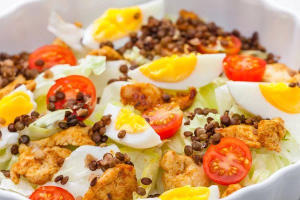 Vegetable Salad Lentils Eggs — Stock Photo, Image