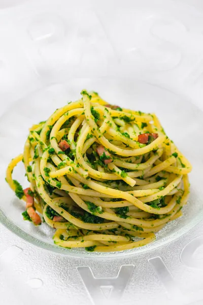 Espaguetis Con Tocino Perejil — Foto de Stock