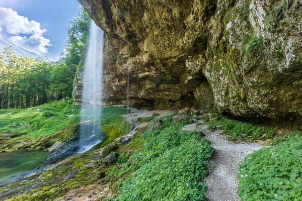 Cachoeira Goriuda Fontanon Goriuda Província Udine Itália — Fotografia de Stock