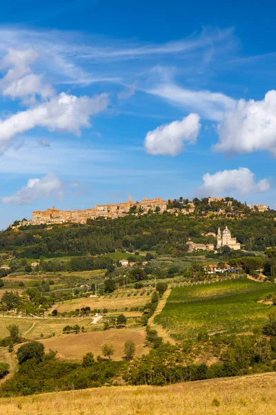 Kirche San Biagio Und Altstadt Montepulciano Toskana Italien — Stockfoto