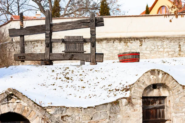 Tradycyjne Piwnice Winne Pobliżu Regionu Sarospatak Tokaj Węgry — Zdjęcie stockowe