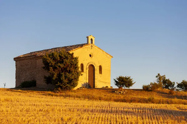 Capela Com Campo Lavanda Plateau Valensole Provence França — Fotografia de Stock