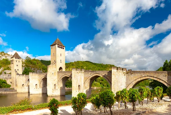 Pont Valentre Través Del Río Lot Cahors Suroeste Francia — Foto de Stock