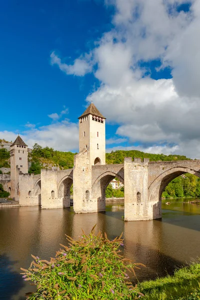 Pont Valentre Över Lot River Cahors Sydvästra Frankrike — Stockfoto