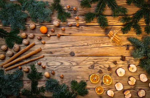 Traditionell Tjeckisk Jul Trä Dekoration Med Kvist Äpple Apelsin Frukt — Stockfoto