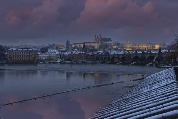 Градчане Зимнее Время Прага Чехия — стоковое фото