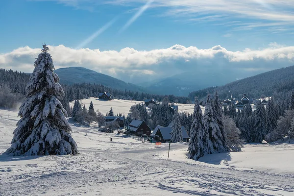 Krajobraz Zimowy Okolicach Miejscowości Mala Upa Karkonosze Krkonose Czechy Północne — Zdjęcie stockowe