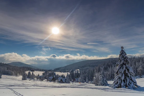 Зимний Пейзаж Вокруг Мала Упа Гигантские Горы Крконосе Северная Чехия — стоковое фото