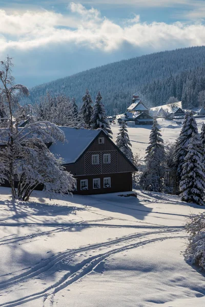 ウパ周辺の冬の風景 巨人山脈 クルコノセ 北ボヘミア チェコ共和国 — ストック写真