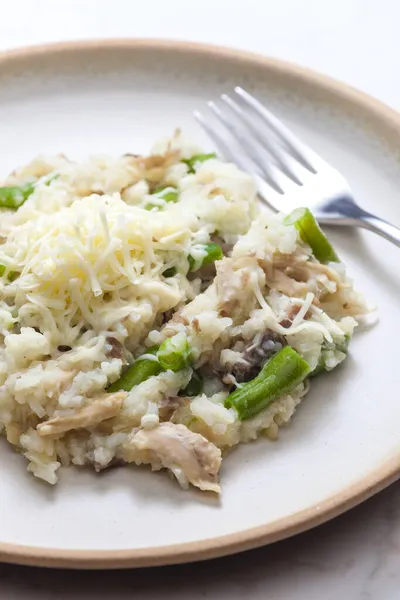 Czeskie Risotto Kurczakiem Zieloną Fasolą — Zdjęcie stockowe