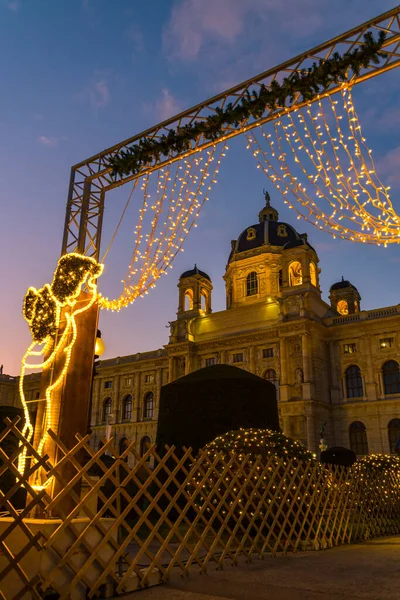 Décoration Noël Sur Place Maria Theresa Vienne Autriche — Photo