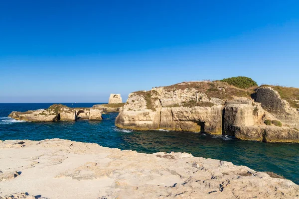 Roca Vecchia Torre Roca Vecchia Yakınlarındaki Arkeolojik Alan Apulia Talya — Stok fotoğraf