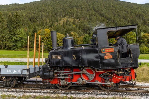 Locomotiva Storica Vapore Ferrovia Lacustre Achensee Tiro Austria — Foto Stock