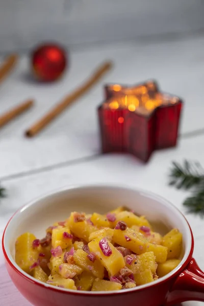 Salada Batata Austríaca Tradicional Com Vinagre Cebola — Fotografia de Stock