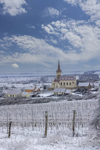 Eglise Konice Avec Vignoble Région Znojmo Moravie Sud République Tchèque — Photo