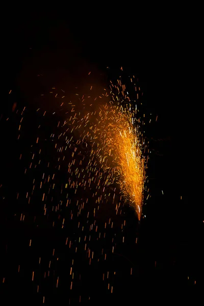 Fuegos Artificiales Cielo Nocturno Durante Celebración Año Nuevo — Foto de Stock