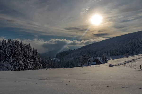 Paisaje Invernal Alrededor Mala Upa Montañas Gigantes Krkonose Bohemia Oriental —  Fotos de Stock