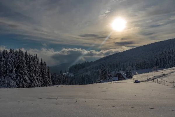 Paysage Hivernal Autour Mala Upa Montagnes Géantes Krkonose Bohême Orientale — Photo