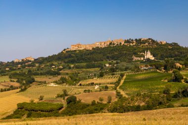 San Biagio Kilisesi ve eski şehir Montepulciano, Toskana, İtalya