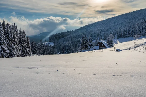 Paysage Hivernal Autour Mala Upa Montagnes Géantes Krkonose Bohême Orientale — Photo