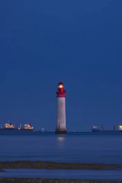 Phare Chauvea Près Ile Avec Des Bateaux Vers Rochelle Pays — Photo