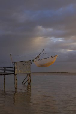 Gironde, Bordeaux, Aquitaine, Fransa 'da geleneksel balıkçı kulübesi