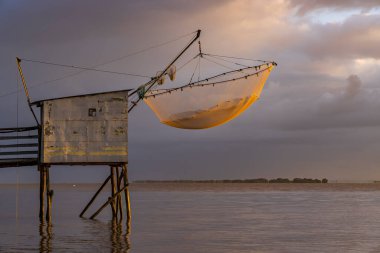 Gironde, Bordeaux, Aquitaine, Fransa 'da geleneksel balıkçı kulübesi