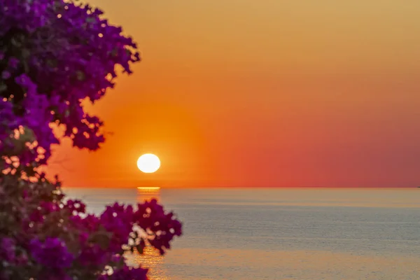 Sommarsolnedgång Över Havet — Stockfoto