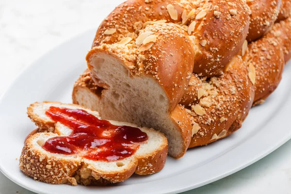 Torta Natal Checa Chamada Vanocka Com Marmelada Morango — Fotografia de Stock