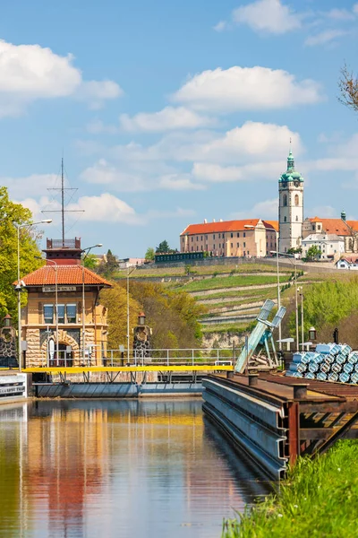 Horin Lock Melnik Castle Vltava River Τσεχία — Φωτογραφία Αρχείου