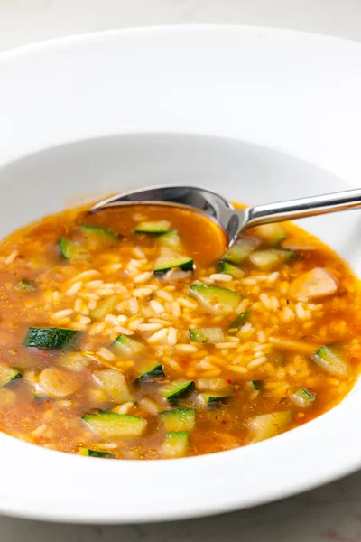 Still Ife Zucchini Soup Rice — Stock Photo, Image