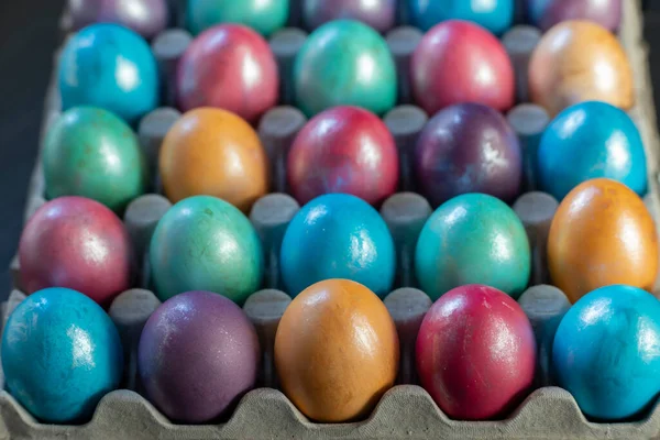 Fondo Pascua Con Púrpura Pintada Mano Azul Verde Naranja — Foto de Stock