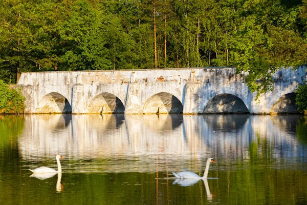 Viejo Puente Piedra Sobre Estanque Vitek Nova Hlina Cerca Trebon —  Fotos de Stock