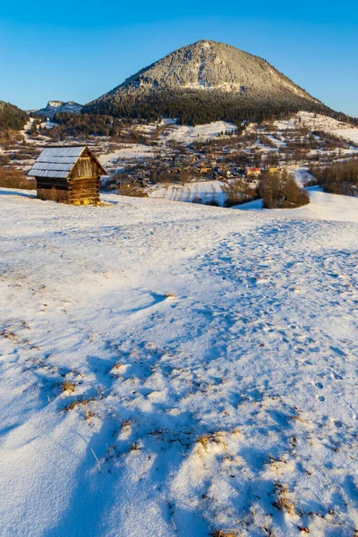 Sidirovo Colline Avec Village Vlkolinec Site Unesco Velka Fatra Montagnes — Photo