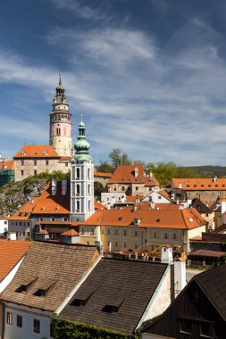 Çek Cumhuriyeti, Güney Bohemya, Çek Krumlov şehir ve kalesi manzarası