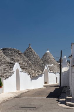 Trulli evleri Alberobello 'da, UNESCO sitesi, Apulia bölgesi, İtalya