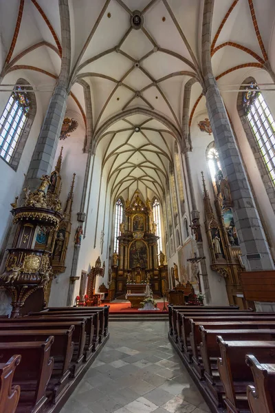 Church Vita Gothic Three Nave Building Cesky Krumlov Czech Republic — стоковое фото